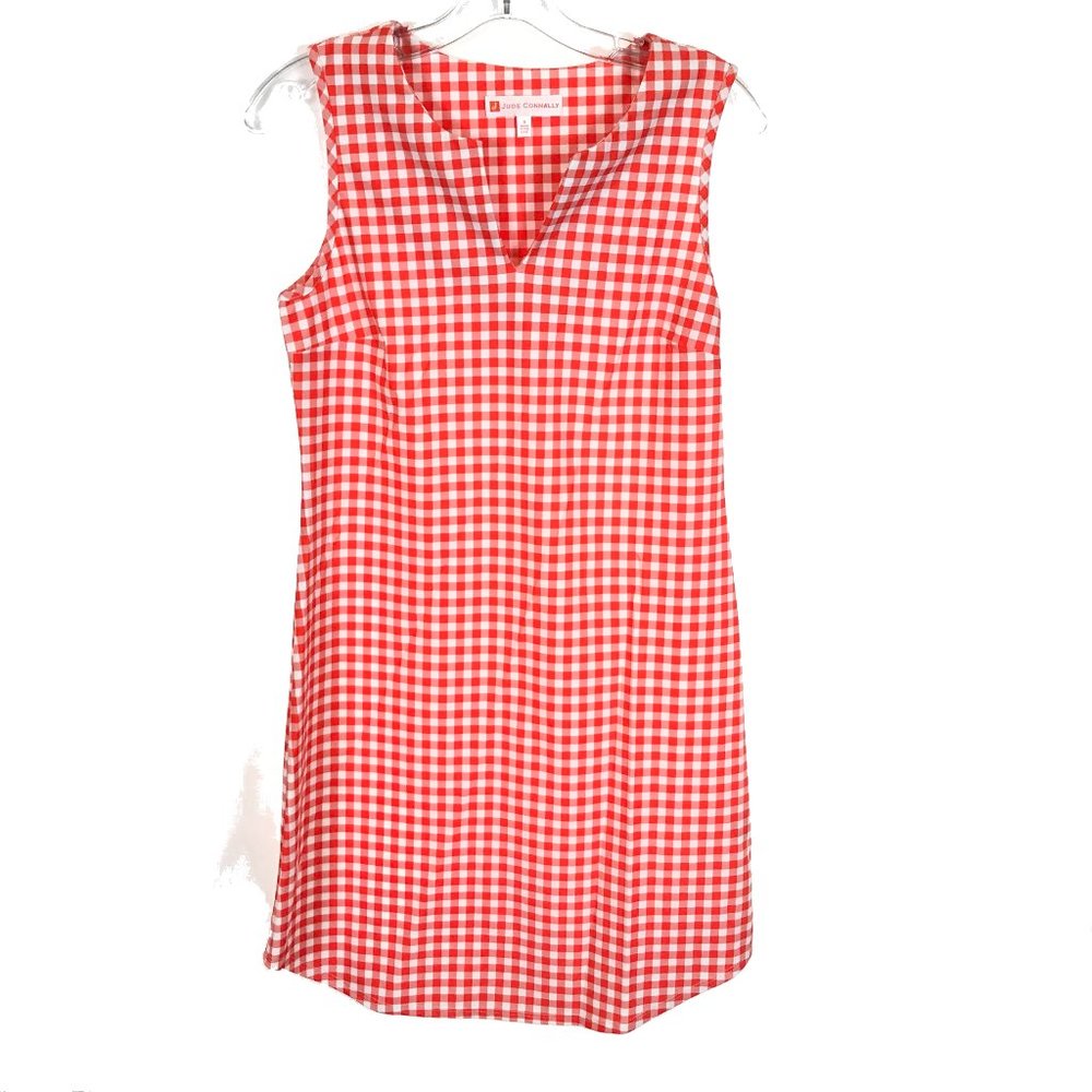 NWOT Womens Size Small Jude Connally Red White Allison Sleeveless Gingham Dress